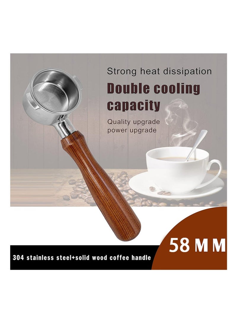 EZSOZO 58mm Bottomless Portafilter， 2 Ears Portafilter with 58mm Puck Screen Compatible ，Stainless Steel Filter Holder with SANREMO、ASCAS0、WEGA、ROYA - Image 3